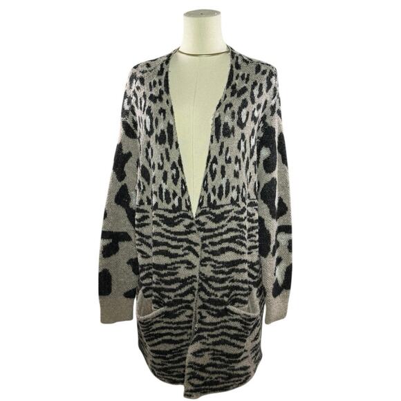 Wildfox Leopard Animal Print Wool Alpaca Mohair Blend Oversized Cardigan | XS - Picture 2 of 11